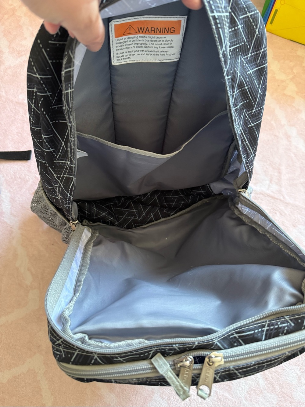 LL Bean Large Geometric Black Backpack Deluxe Book Pack 37L - Picture 8 of 14